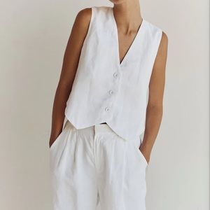 DISSH Banks White Linen Vest